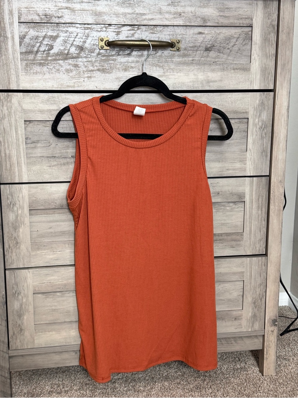 Sew In Love Ribbed Sleeveless Tank - Rust Orange